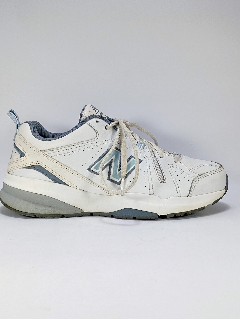 New Balance 608 Womens 8.5 Wide Fit White Leather Sneakers